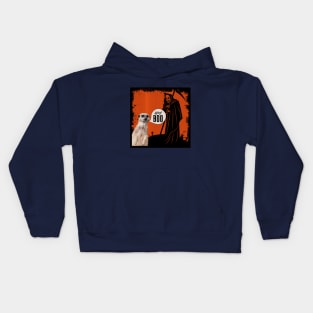 Cute Meerkat- Saying 'Hey Boo' to the Halloween Grim Reaper Kids Hoodie